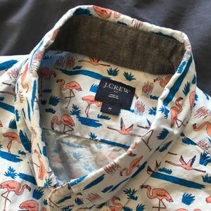J. Crew slim-fit short-sleeve flamingo shirt